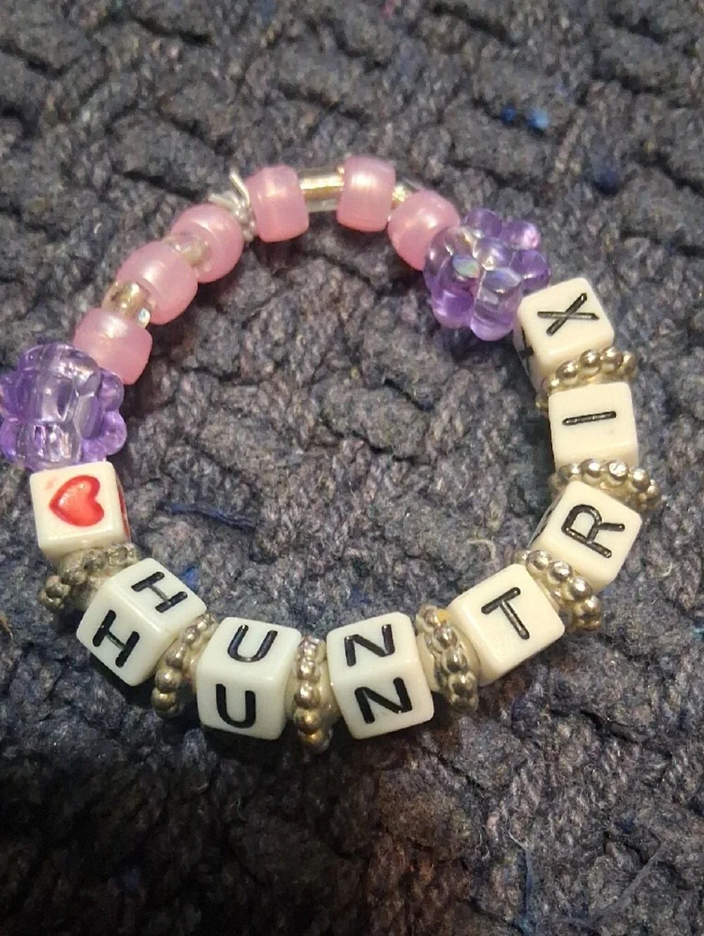 Kids Huntrix Beaded Keychain and Bracelet Set- Purple Pink Teal -Demon Hunters